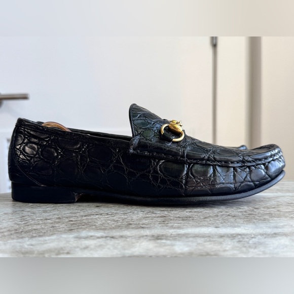 Gucci Crocodile 1953 Horsebit Loafers Black 6.5 / US 7 Exotic Jordaan $4100 main image 11